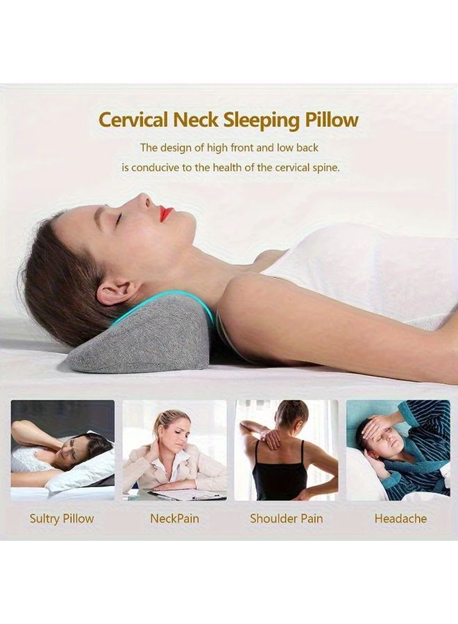 Gray Memory Foam Cervical Pillow Ergonomic Neck Support For Sleep Office And Travel - Image 1